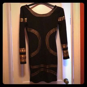 Bodycon black and gold dress